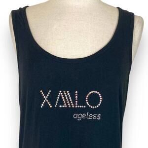 Rhinestone studded black tank top by Christine Alexander, women’s medium